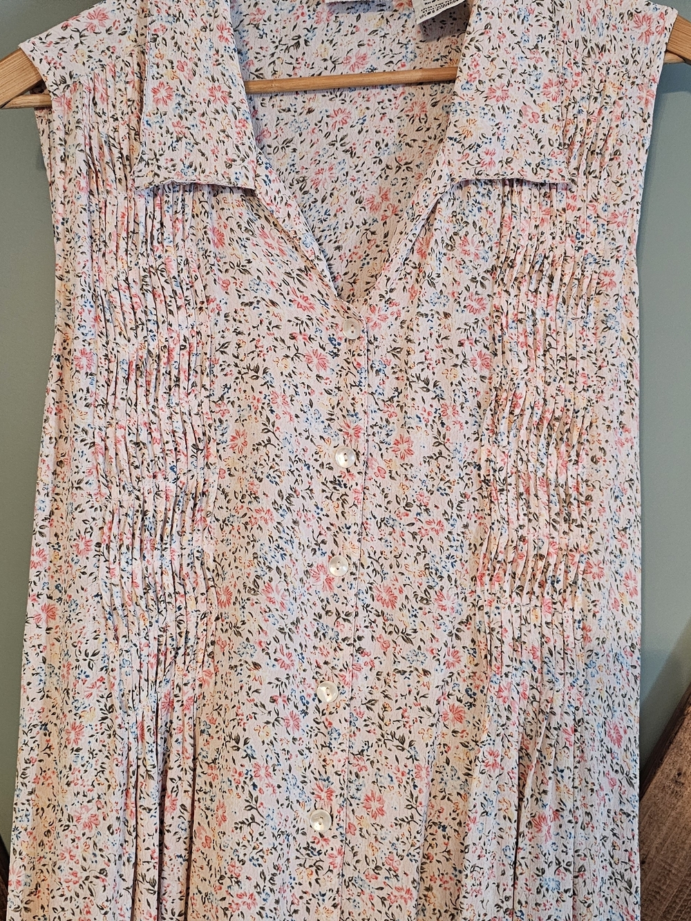 Prarie Style Cream Floral Button-Front Maxi Dress Bohemian 100% Rayon - Picture 2 of 6